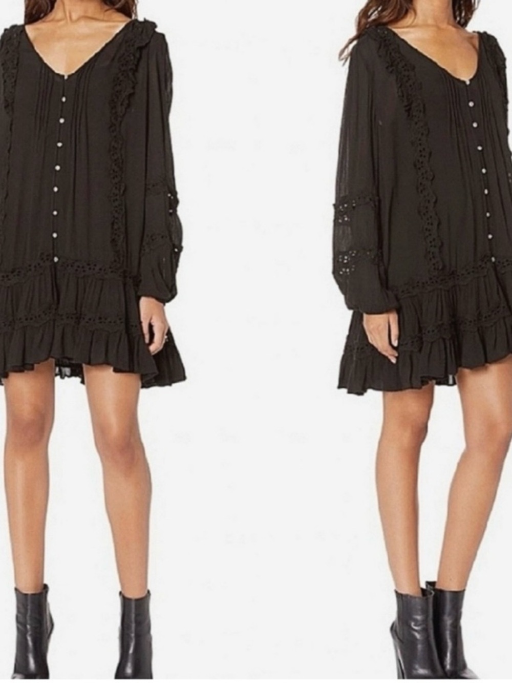 Free People Snow-Angel Black Dress - size Medium - Picture 2 of 7